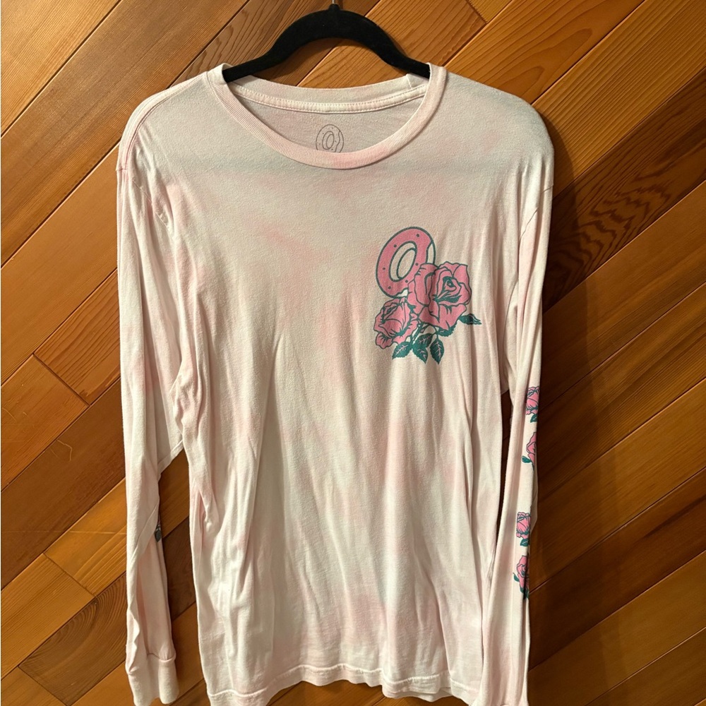 Odd Future Pink Long Sleeve Shirt with Rose Graphic